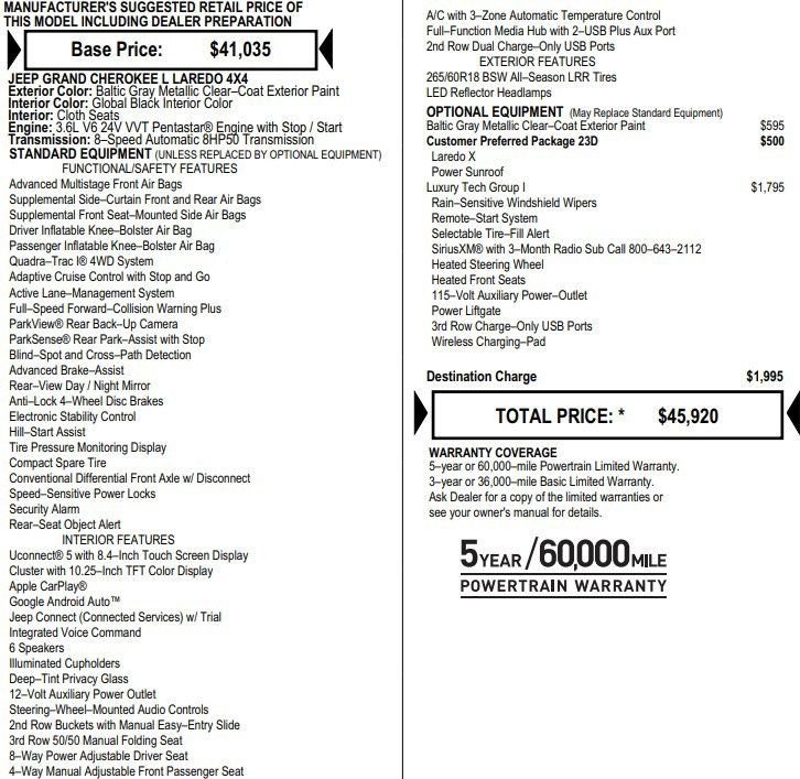 Used 2025 Jeep Grand Cherokee L Laredo w/ Luxury Tech Group I AWD/4WD image 2