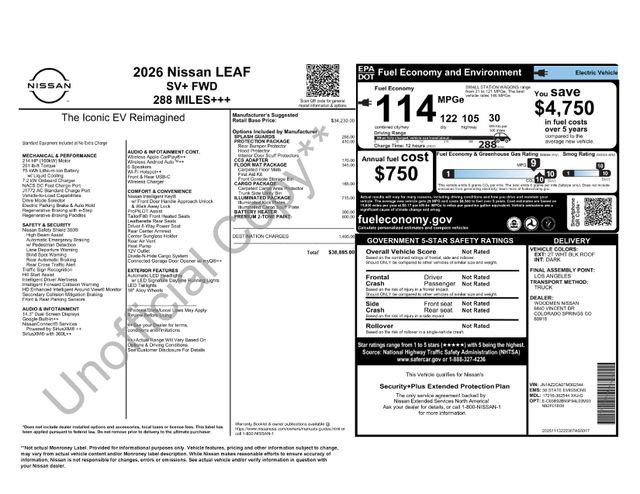 New 2026 Nissan Leaf SV+ w/ Illuminated Package FWD image 2