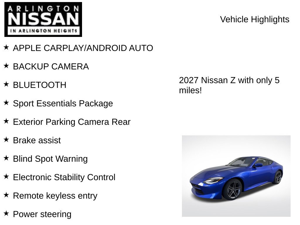 New 2027 Nissan Z Performance w/ Essentials Package (Sport) RWD image 8