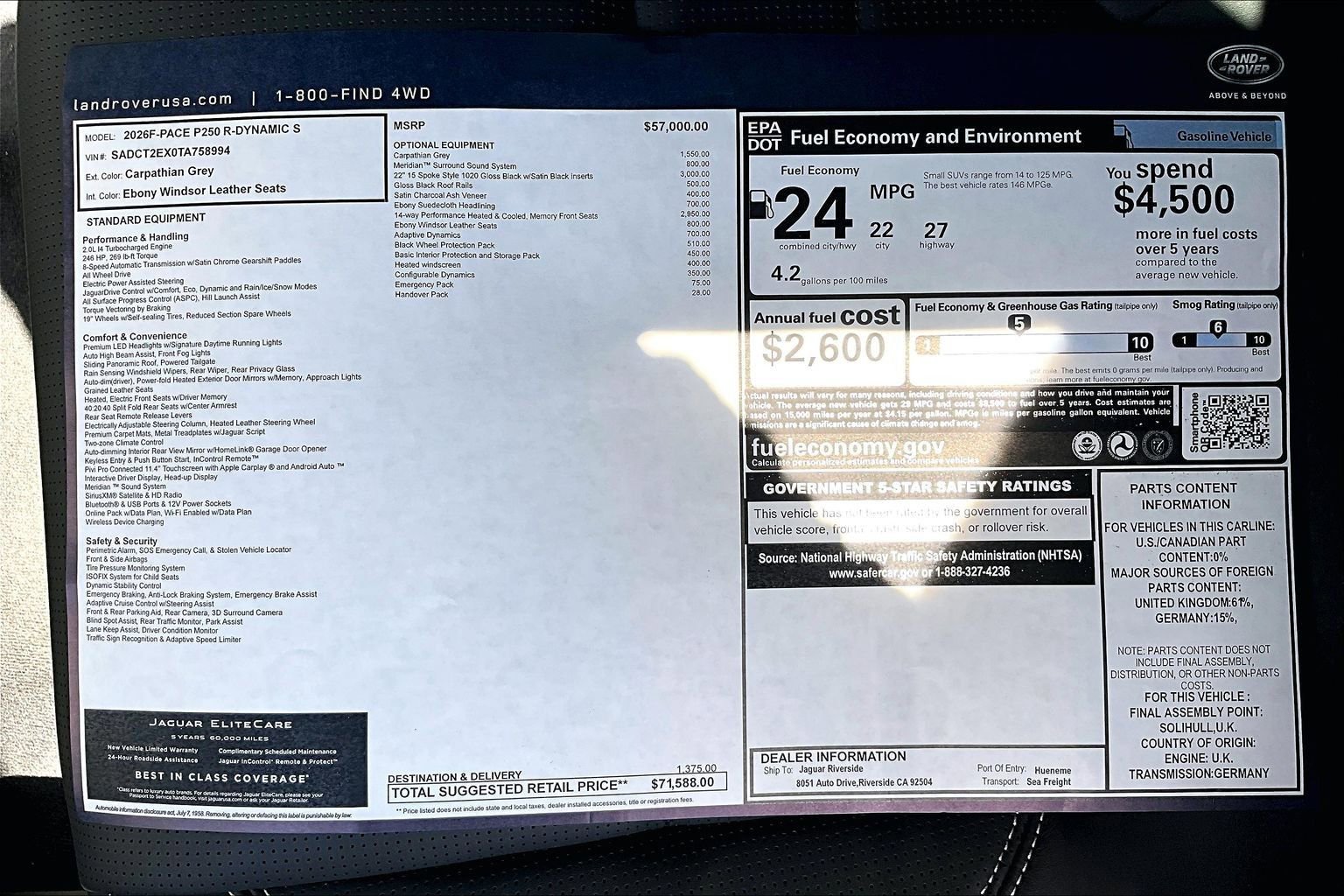 New 2026 Jaguar F-PACE R-Dynamic S AWD/4WD image 14
