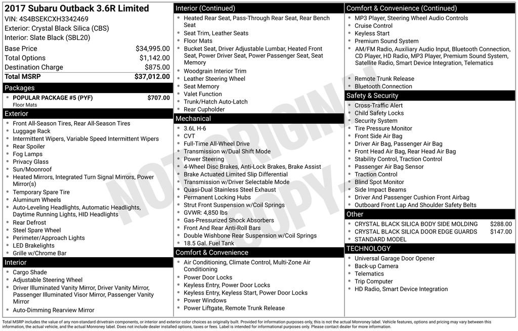 Used 2017 Subaru Outback 3.6R Limited w/ Popular Package #5 image 5