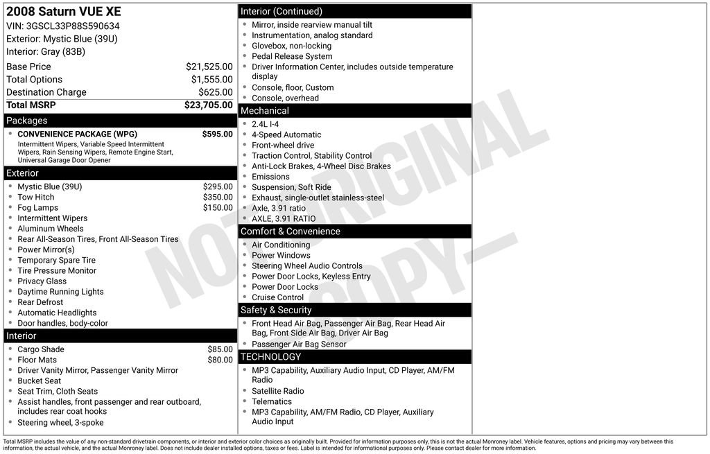 Used 2008 Saturn Vue XE w/ Convenience Package FWD image 22