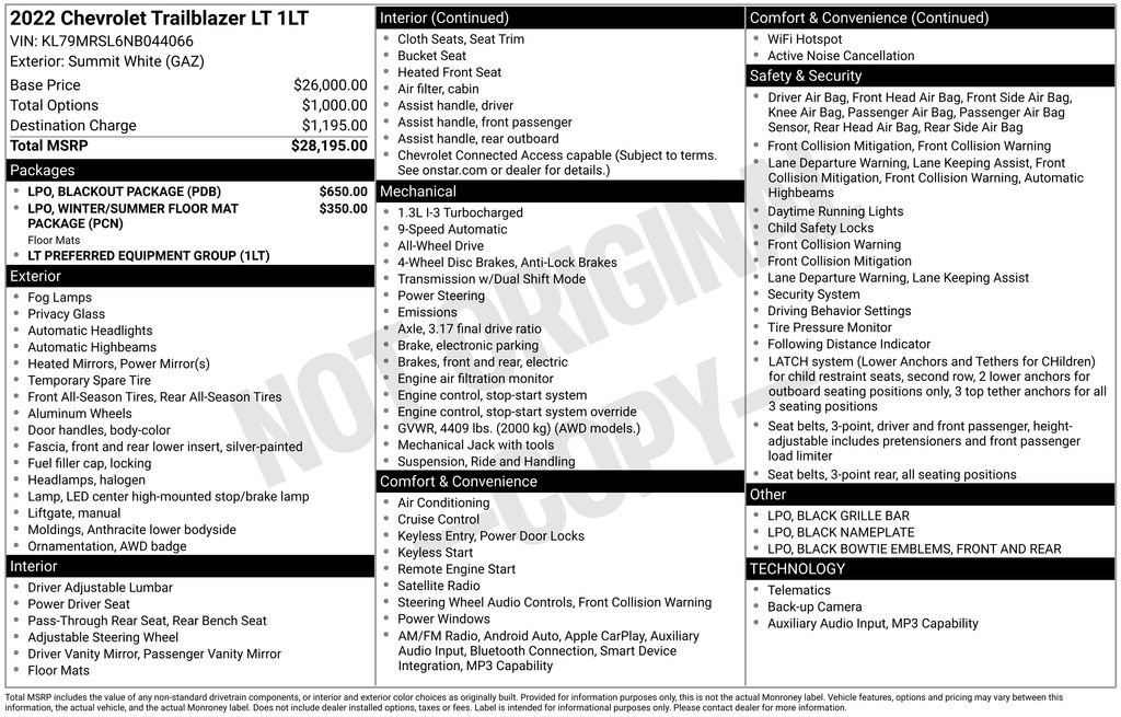 Used 2022 Chevrolet TrailBlazer LT w/ LPO, Blackout Package image 28