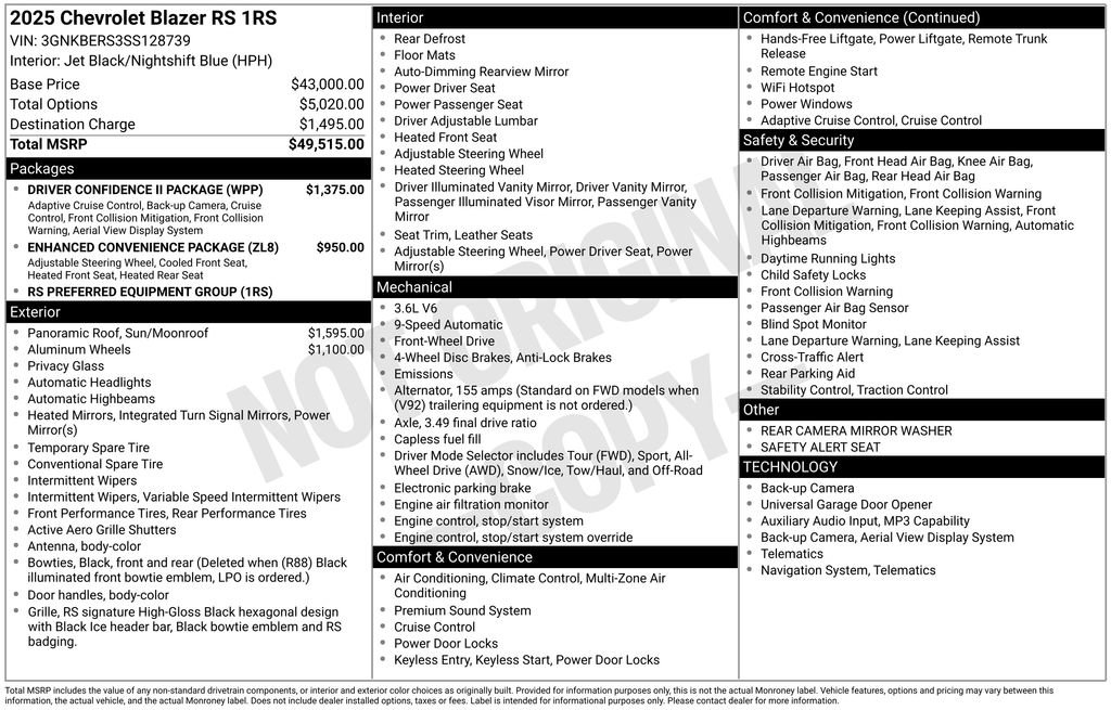 Used 2025 Chevrolet Blazer RS w/ Driver Confidence II Package FWD image 8