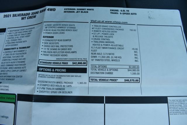 Used 2021 Chevrolet Silverado 3500 W/T w/ Gooseneck/5TH Wheel Package image 15