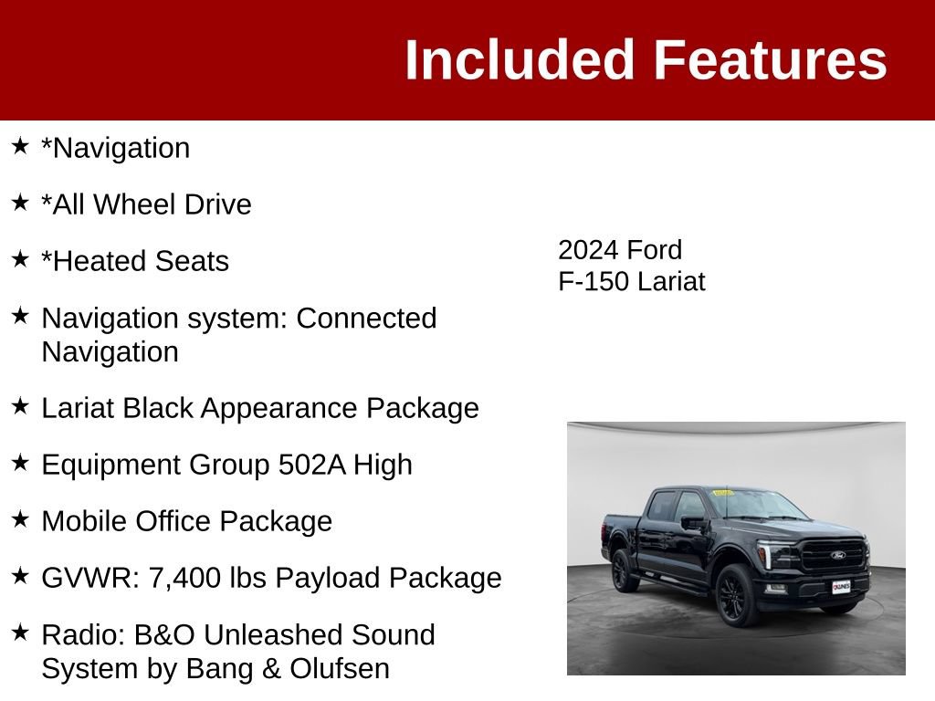Used 2024 Ford F150 Lariat w/ Equipment Group 502A High AWD/4WD image 3