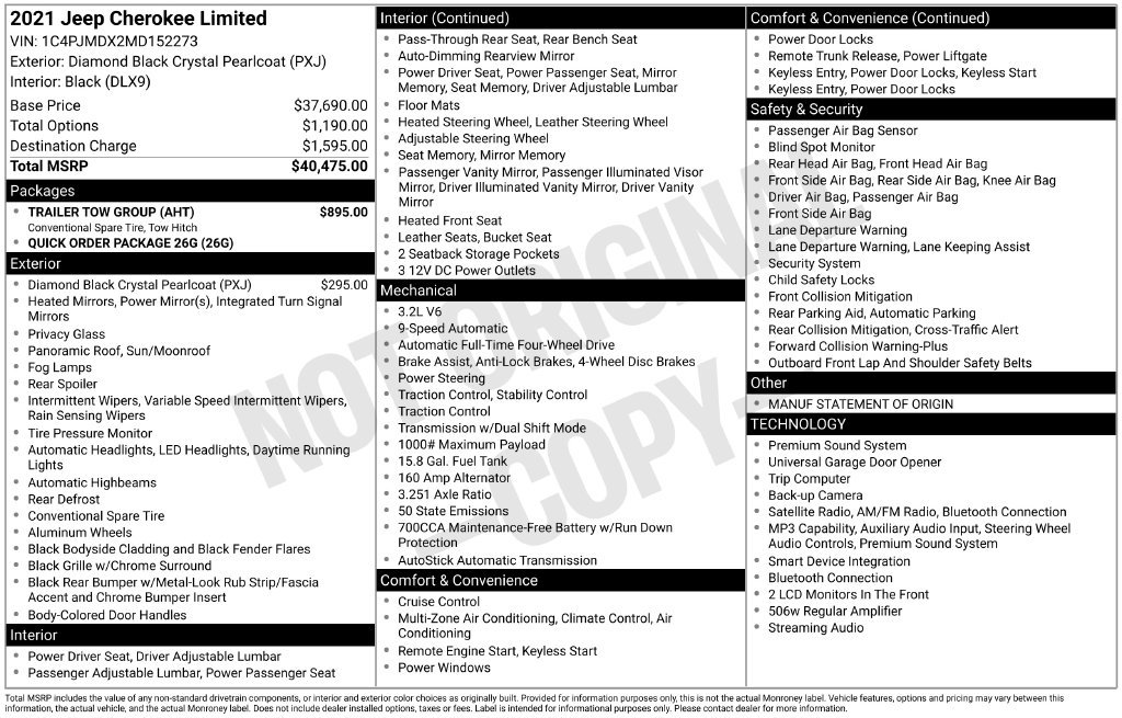 Used 2021 Jeep Cherokee Limited w/ Trailer Tow Group AWD/4WD image 5