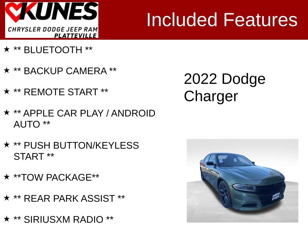 Used 2022 Dodge Charger SXT w/ Blacktop Package RWD image 2