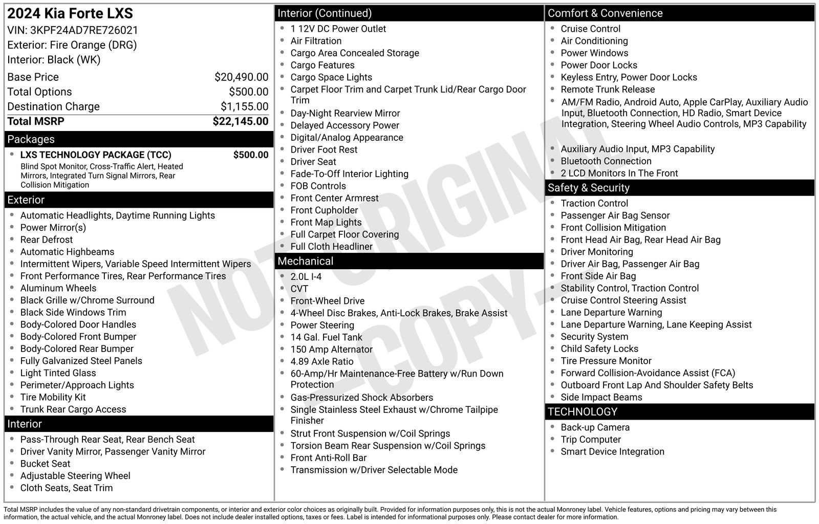 Used 2024 Kia Forte LXS w/ LXS Technology Package FWD image 31