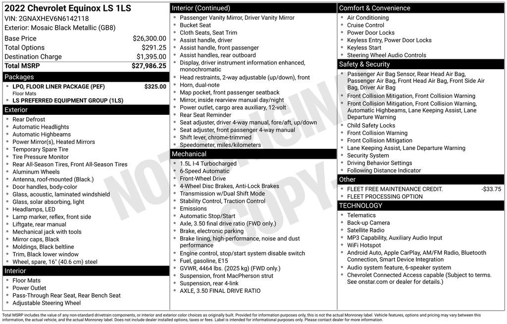 Used 2022 Chevrolet Equinox LS w/ LPO, Floor Liner Package FWD image 10