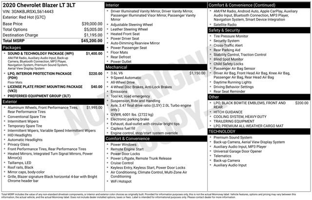 Used 2020 Chevrolet Blazer LT w/ Sound & Technology Package