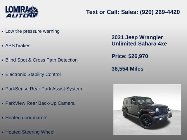 Used 2021 Jeep Wrangler Unlimited Sahara w/ Cold Weather Group AWD/4WD image 27