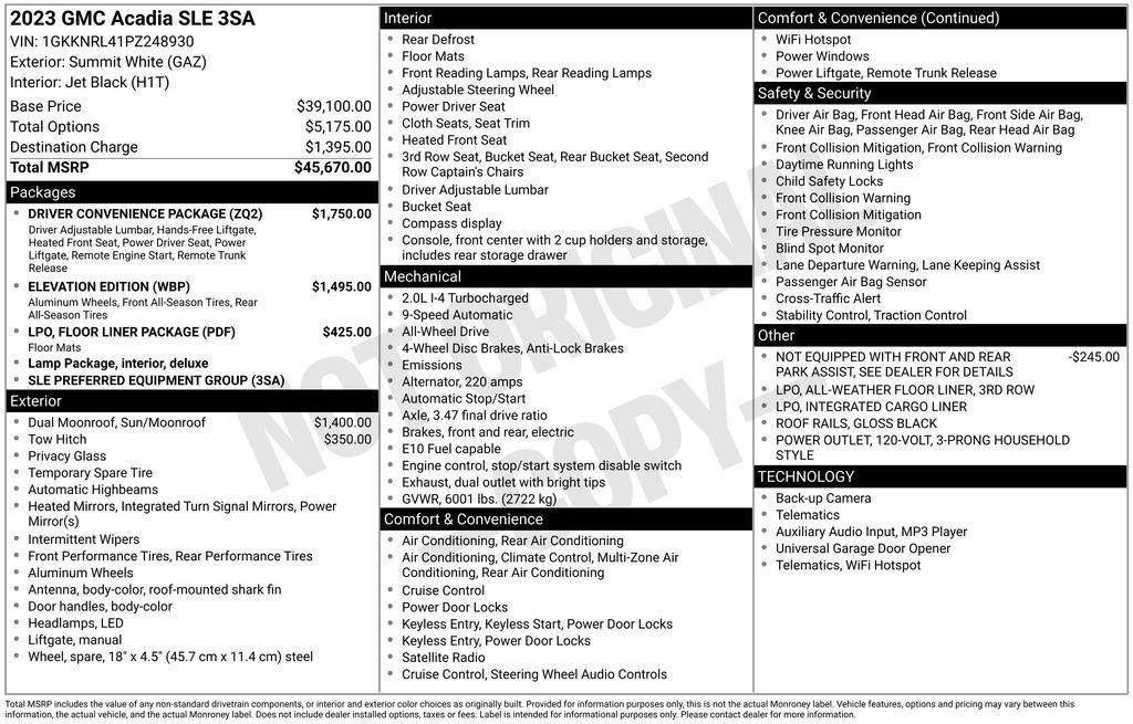 Used 2023 GMC Acadia SLE w/ Driver Convenience Package image 2