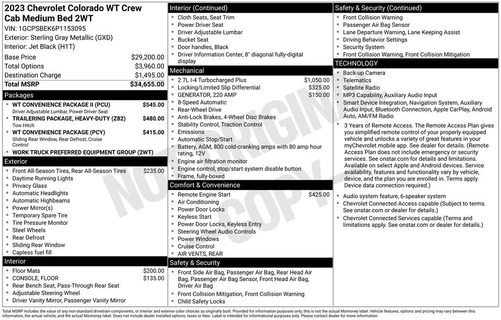 Used 2023 Chevrolet Colorado W/T w/ WT Convenience Package II RWD image 6