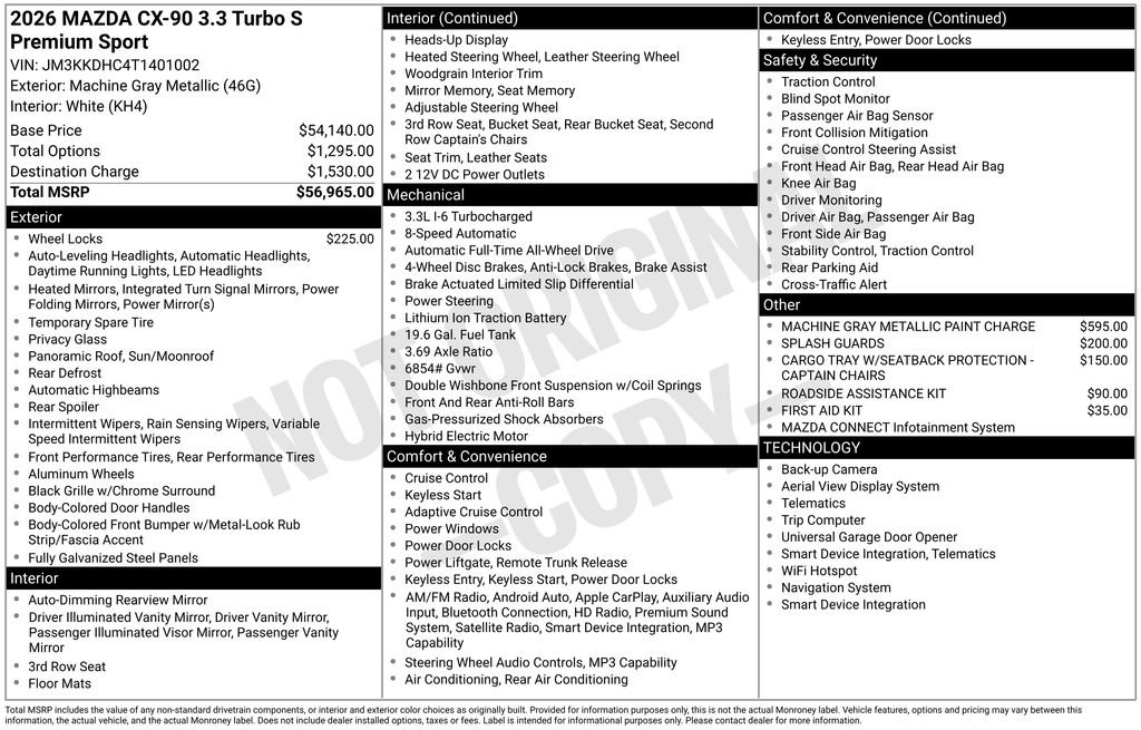 New 2026 MAZDA CX-90 3.3 Turbo S w/ Premium Package AWD/4WD image 35