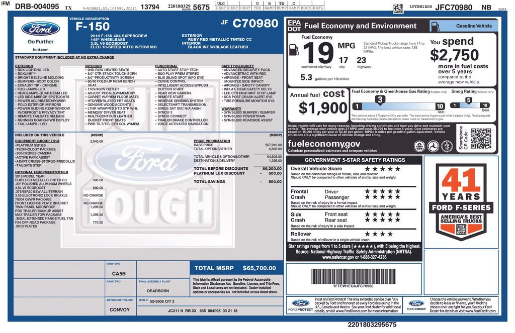 Used 2018 Ford F150 Platinum w/ Equipment Group 701A Luxury AWD/4WD image 28