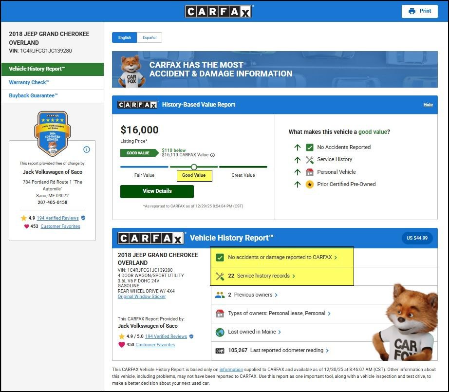 Used 2018 Jeep Grand Cherokee Overland image 10