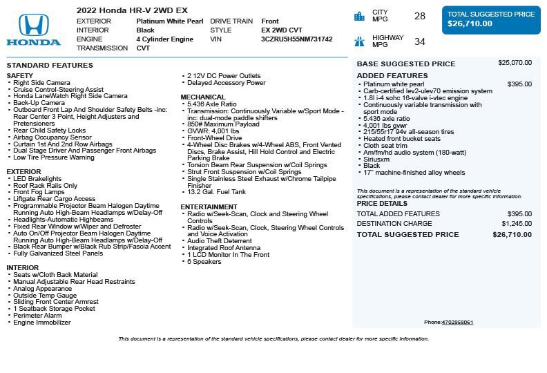 Used 2022 Honda HR-V EX image 3