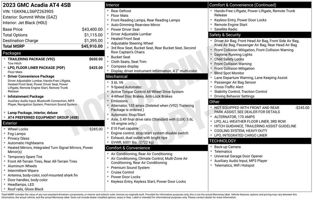 Used 2023 GMC Acadia AT4 w/ Trailering Package image 7