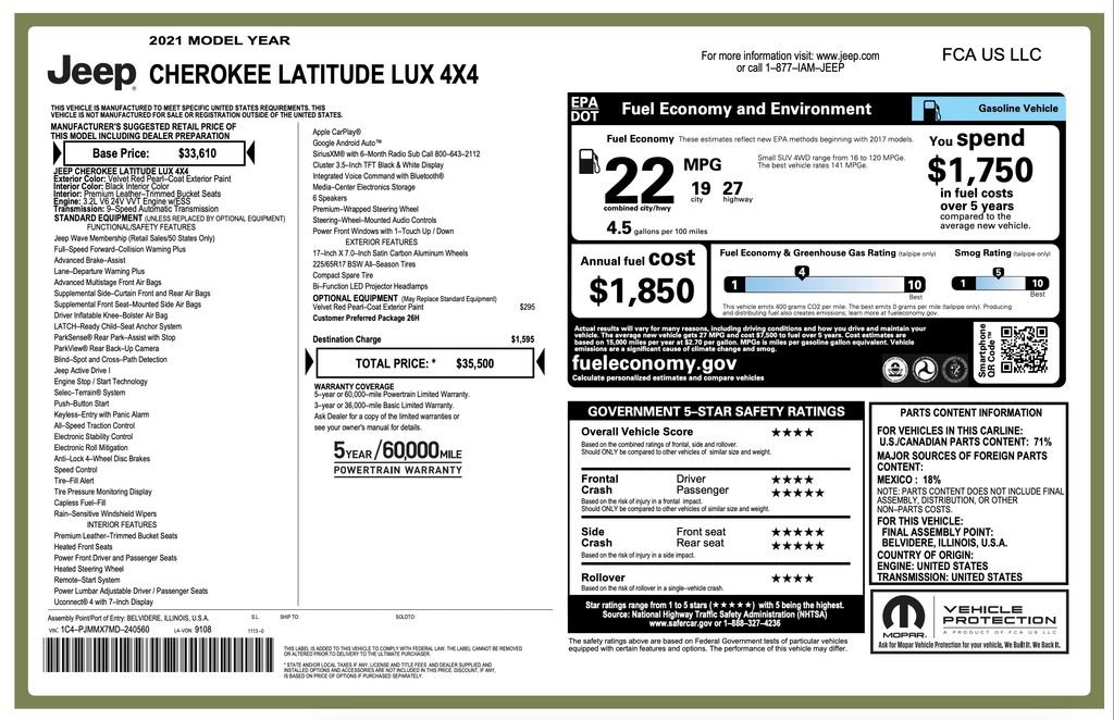 Certified 2021 Jeep Cherokee Latitude Lux AWD/4WD video 2