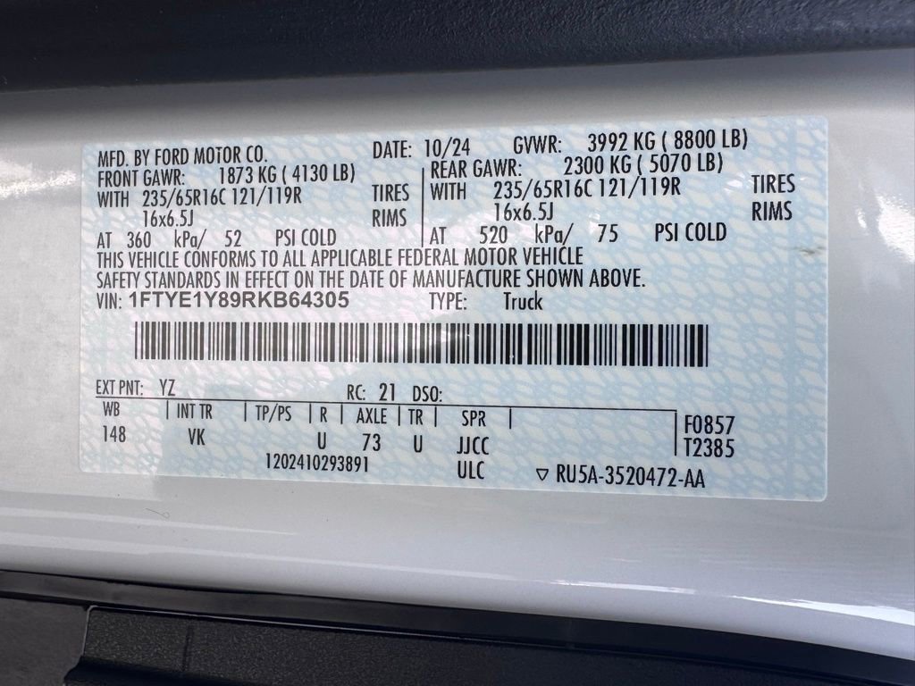 Used 2024 Ford Transit 150 Low Roof w/ Load Area Protection Package RWD image 39