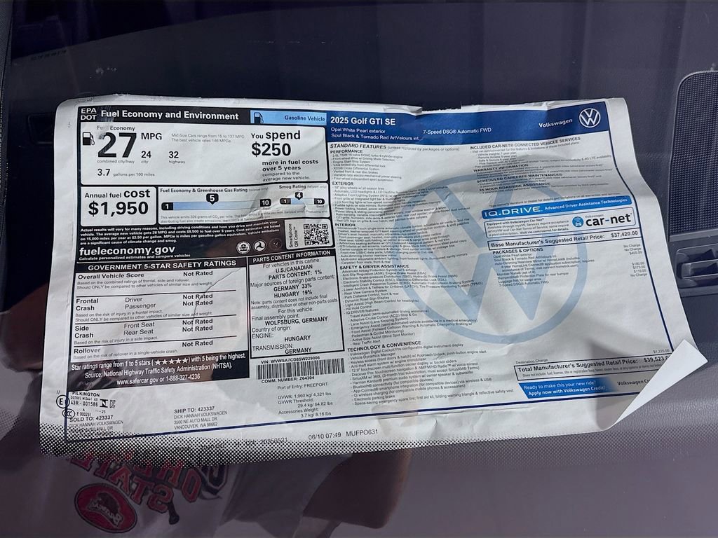 New 2025 Volkswagen GTI SE FWD image 25