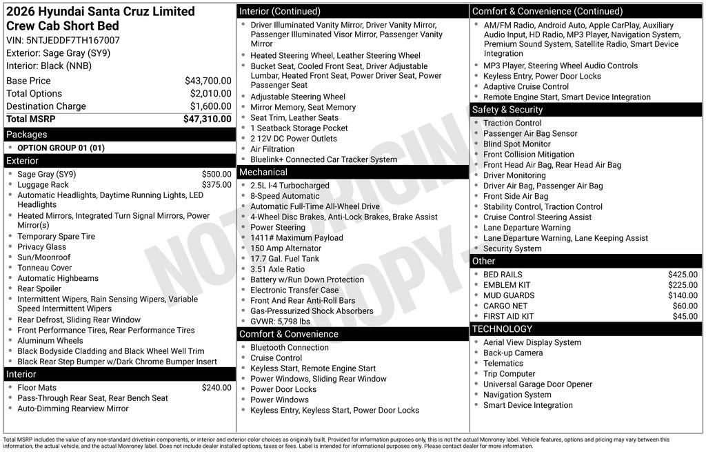 New 2026 Hyundai Santa Cruz Limited AWD/4WD image 35