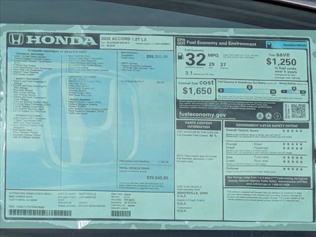 New 2025 Honda Accord LX image 17