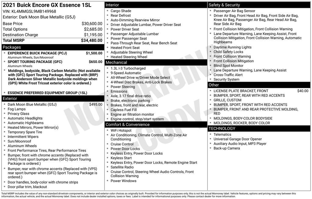Certified 2021 Buick Encore GX Essence w/ Experience Buick Package image 35