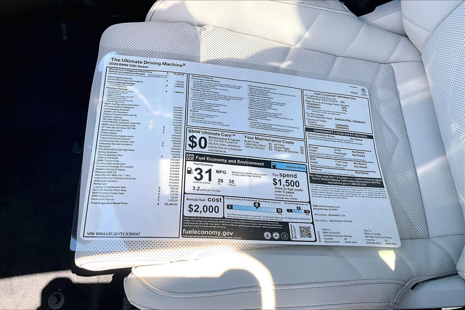 Used 2026 BMW 530i w/ Premium Package RWD image 19