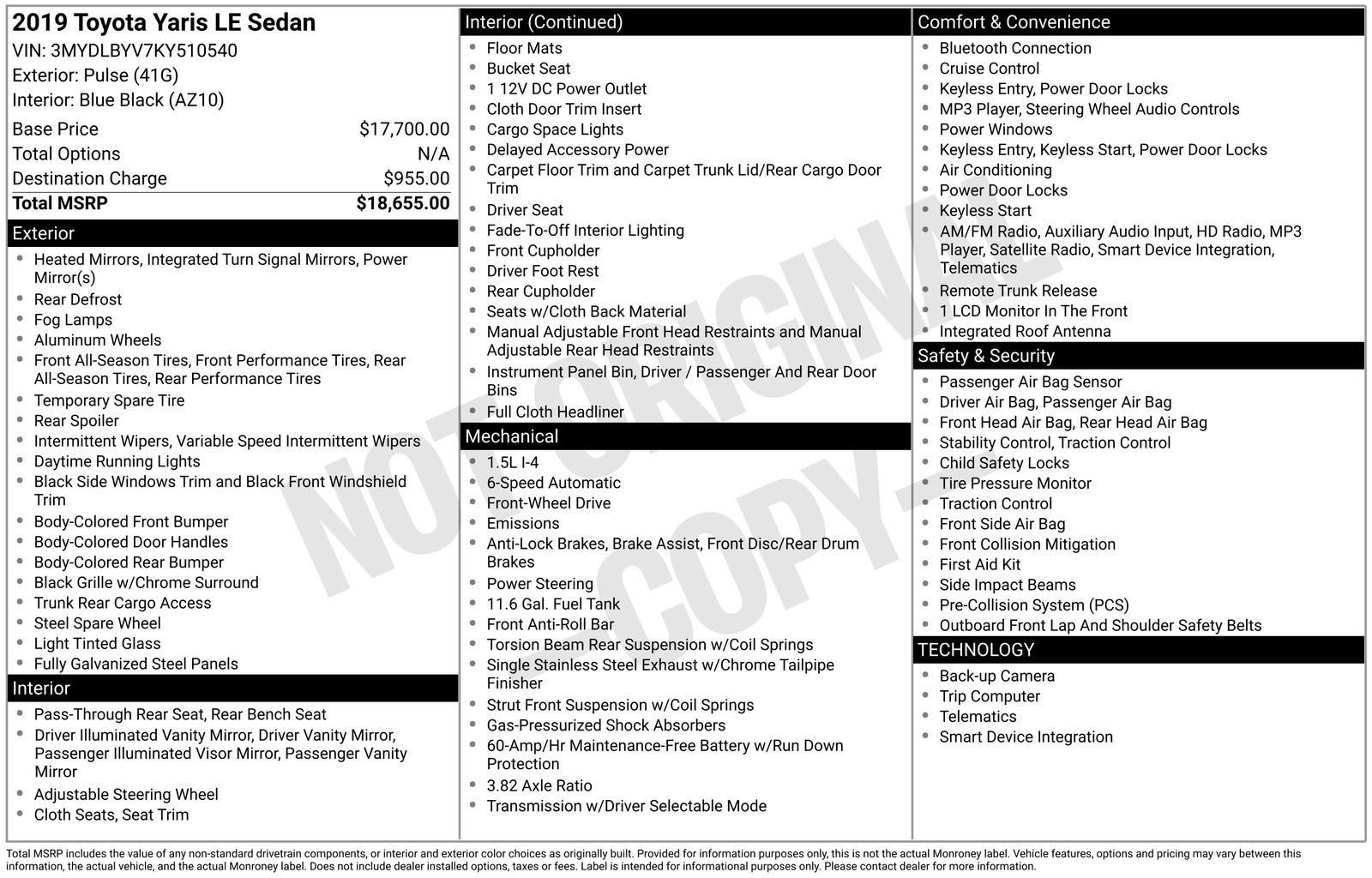 Used 2019 Toyota Yaris LE FWD image 3