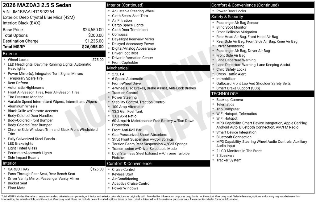 New 2026 MAZDA MAZDA3 s FWD image 10