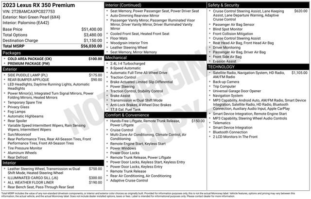 Used 2023 Lexus RX 350 Premium w/ Cold Area Package AWD/4WD image 21