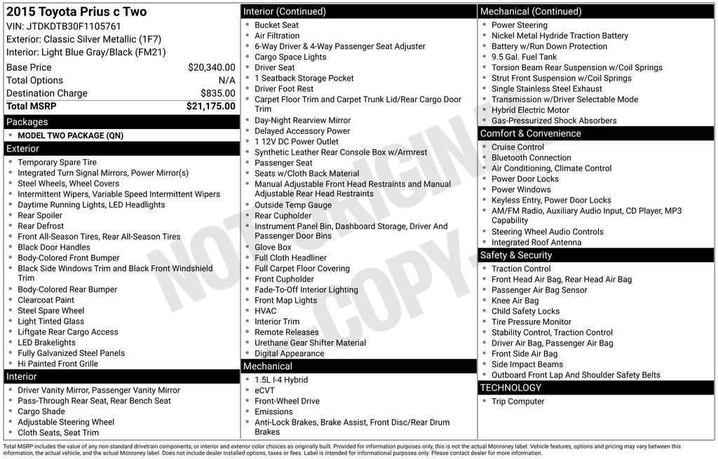 Used 2015 Toyota Prius C Two FWD image 37