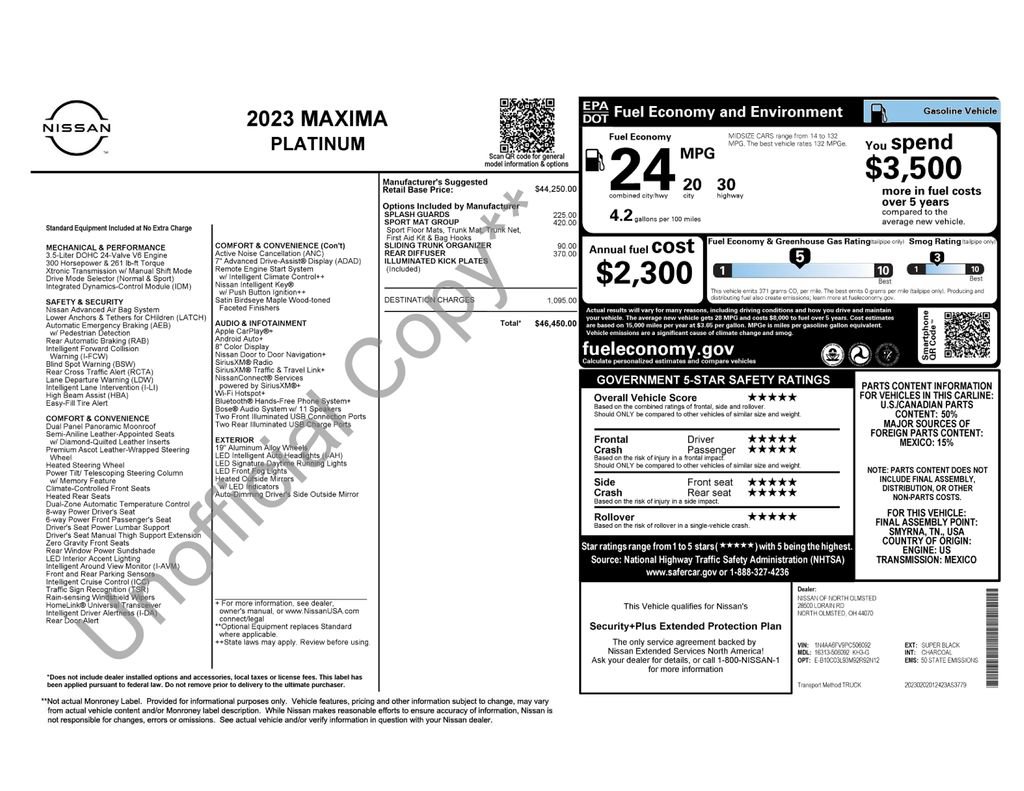 Certified 2023 Nissan Maxima Platinum w/ Sport Mat Group FWD image 2