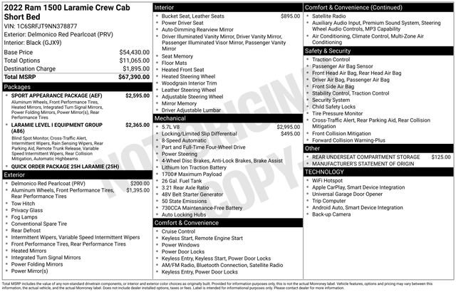 Used 2022 RAM 1500 Laramie w/ Sport Appearance Package AWD/4WD image 47