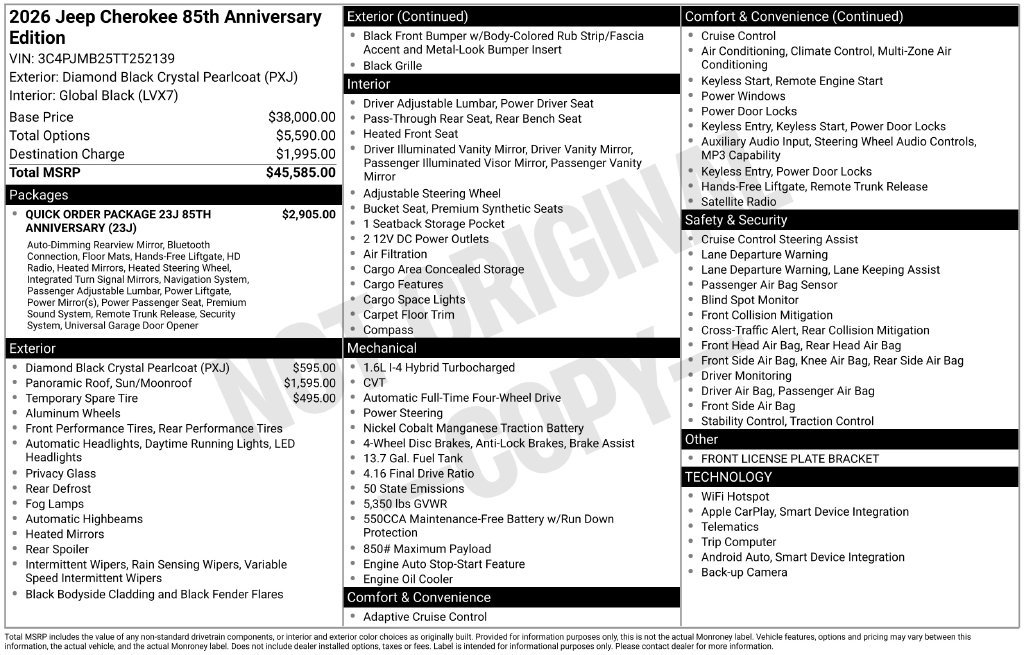 New 2026 Jeep Cherokee Overland AWD/4WD image 33