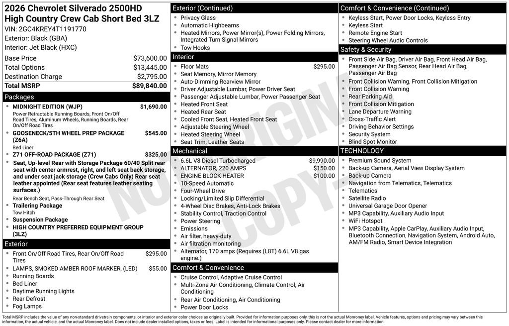 New 2026 Chevrolet Silverado 2500 High Country w/ Midnight Edition AWD/4WD image 3