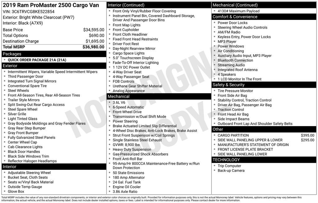Used 2019 RAM ProMaster 2500 image 6