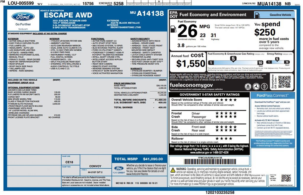 Used 2021 Ford Escape Titanium w/ Titanium Elite Package AWD/4WD image 4