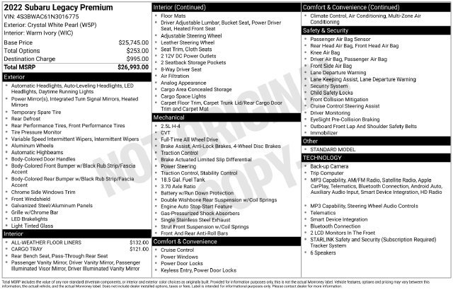 Certified 2022 Subaru Legacy Premium AWD/4WD image 2