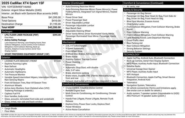 Used 2025 Cadillac XT4 Sport w/ LPO, Floor Liner Package FWD image 35