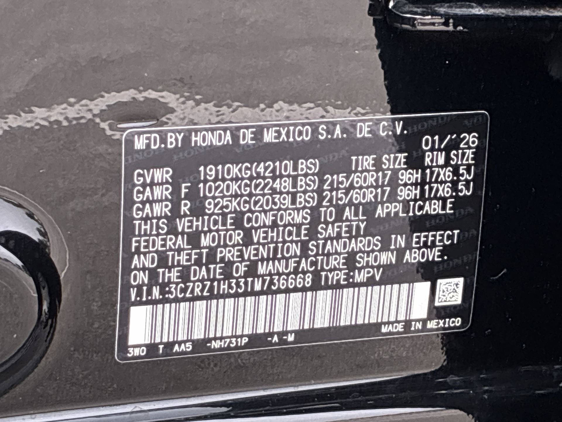 Certified 2026 Honda HR-V LX image 37