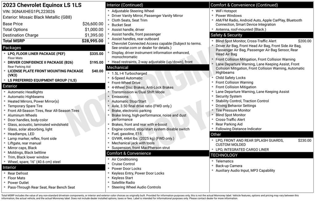 Used 2023 Chevrolet Equinox LS w/ LPO, Floor Liner Package FWD image 5