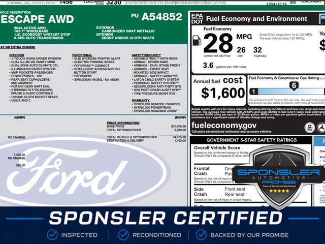 Certified 2023 Ford Escape Active w/ Tech Pack #1 AWD/4WD image 1