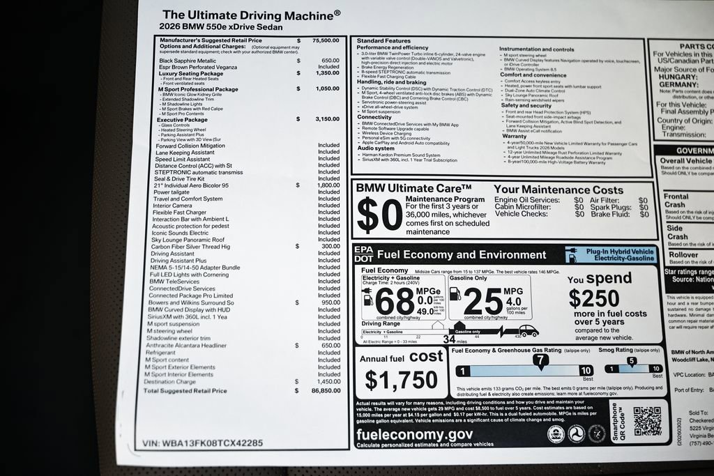New 2026 BMW 550e xDrive w/ Executive Package AWD/4WD image 27