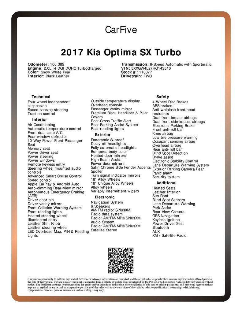 Used 2017 Kia Optima SX w/ Launch Edition Package FWD image 34