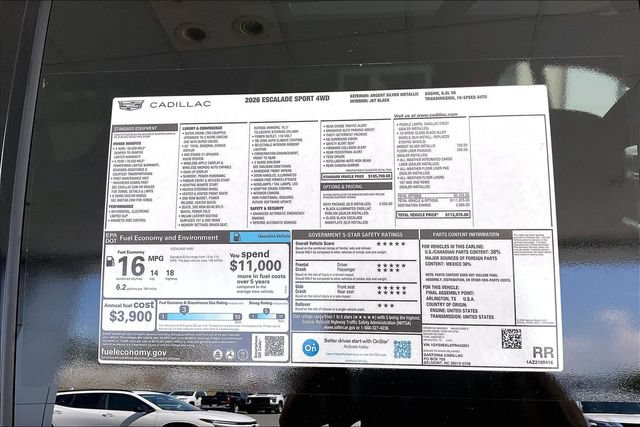 New 2026 Cadillac Escalade Sport w/ LPO, ONYX Package AWD/4WD image 14