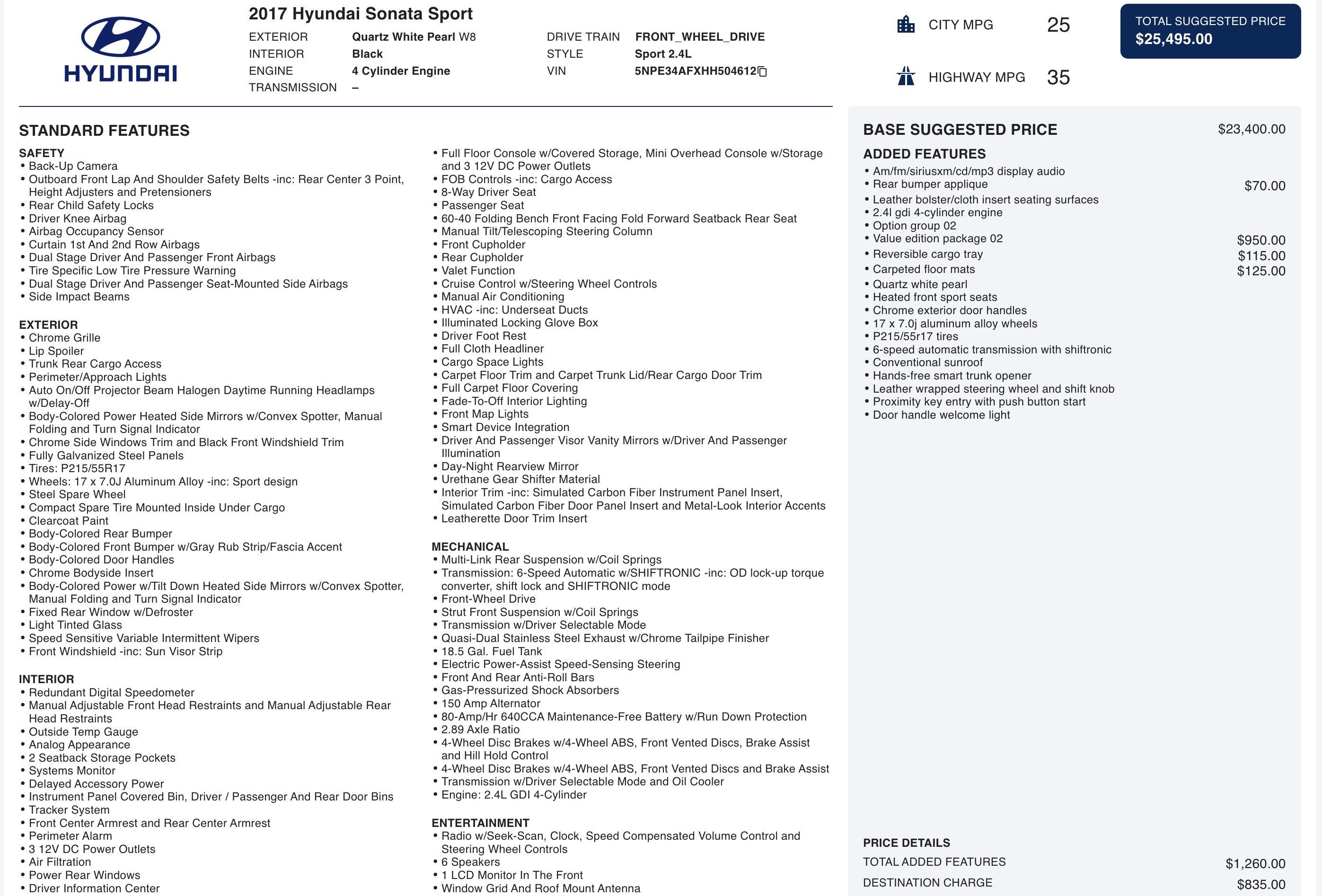 Used 2017 Hyundai Sonata Sport w/ Value Edition Package 02 image 5