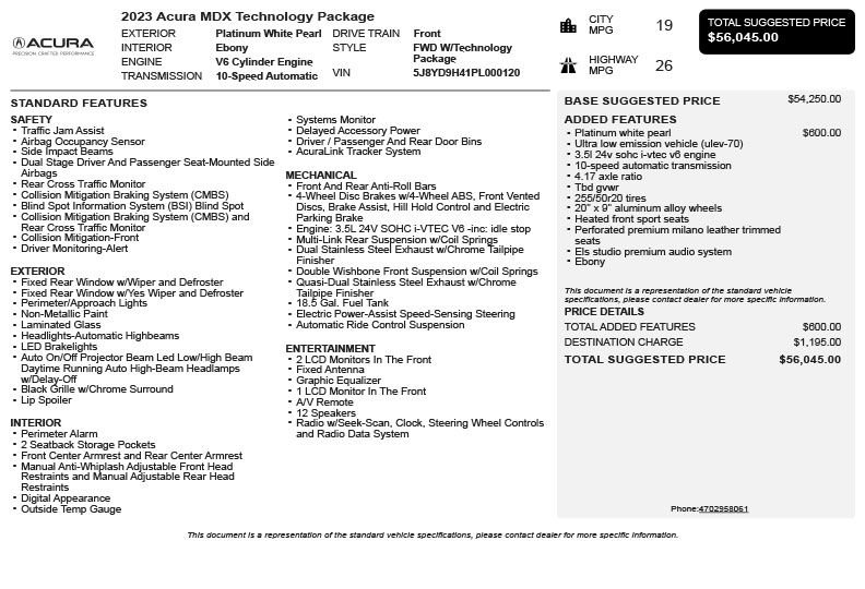 Used 2023 Acura MDX w/ Technology Package FWD image 3